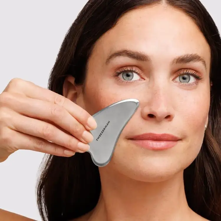 Stainless Steel Gua Sha with Pouch Herramienta facial estimula el rostro