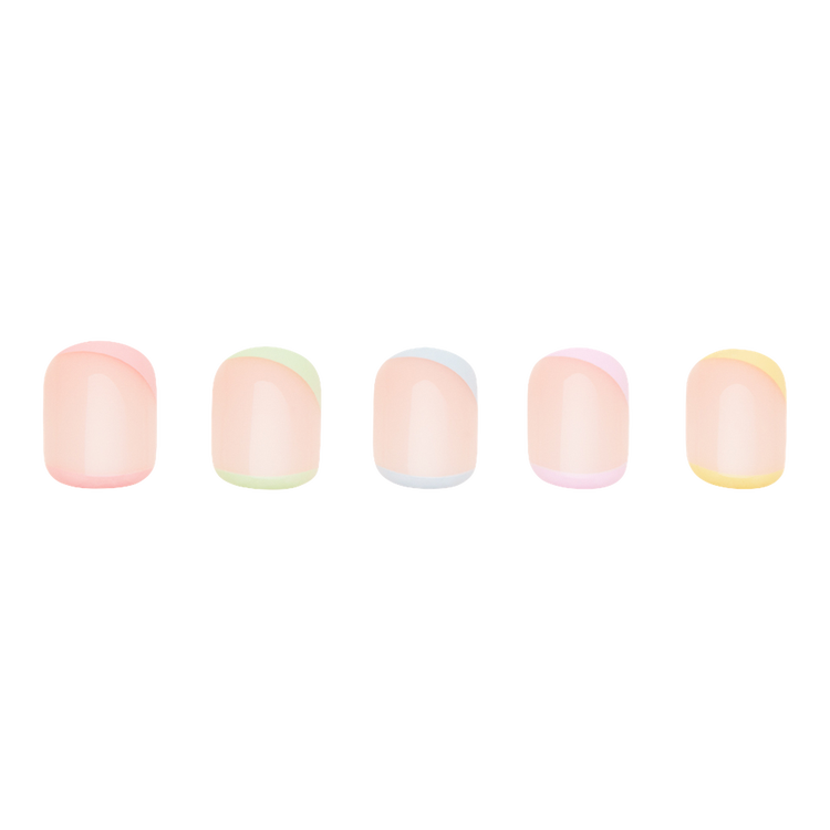 Tutti Frutti Press-On Nails Uñas postizas diseños pastel multicolor divertidos.
