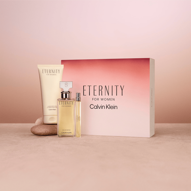 Eternity Women - Set de regalo, Eau de Parfum 100ml + Body Lotion 100ml + Spray 10ml