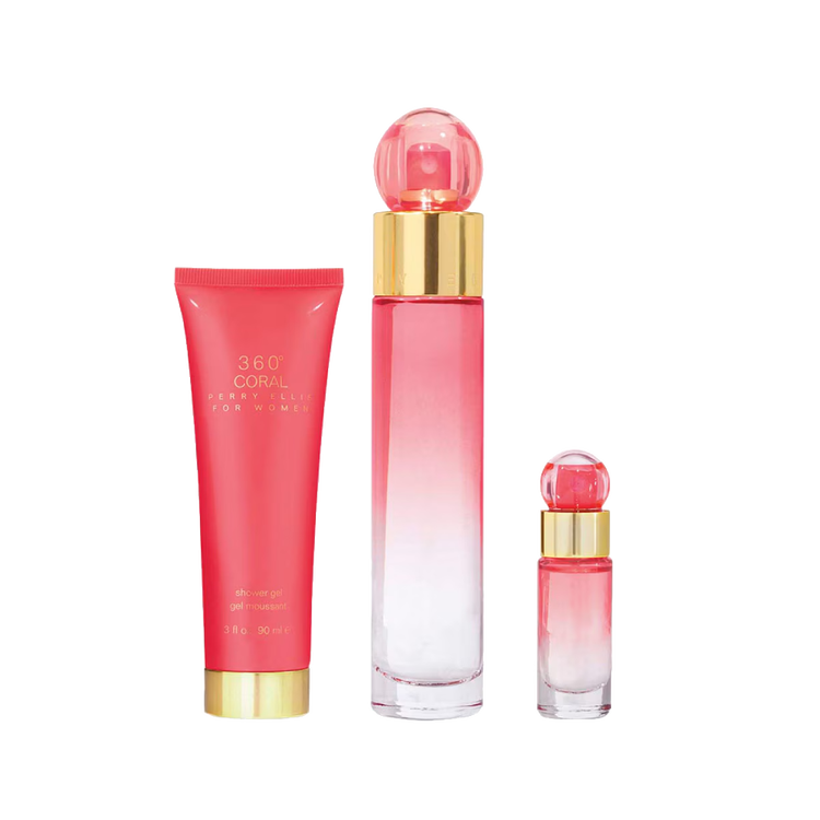 360° Coral - Set de regalo, Eau de Parfum + Mini + Shower Gel