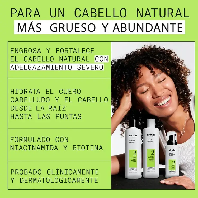 Sistema 2 - Kit, para cabello natural con adelgazamiento capilar