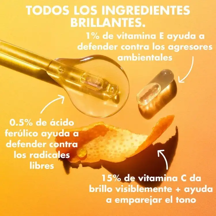 Bright Icon - Sérum facial iluminador, con 15% de vitamina C, 1% de vitamina E y 0.5% de ácido ferúlico