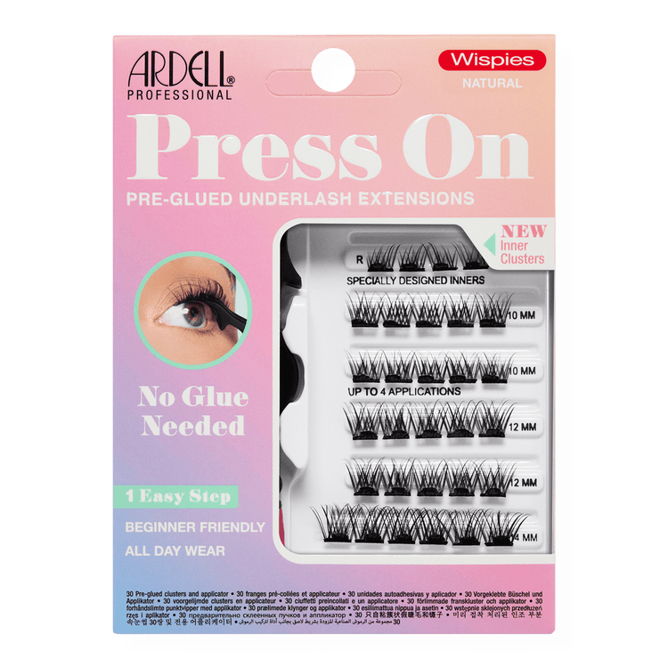 Press On Kit Wispies Natural Pestañas postizas pre-pegadas racimos pre-pegados para sets personalizados.