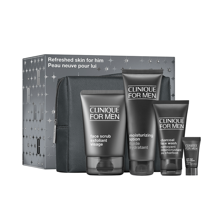 For Men - Set de regalo, exfoliante, hidratante, limpiador charcoal y crema de ojos