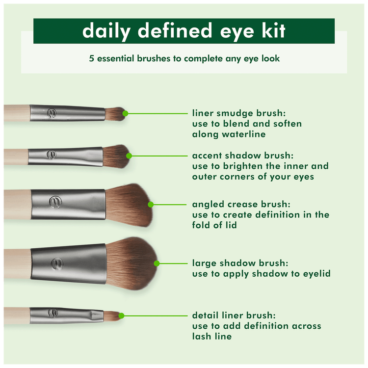 Daily Defined Eye - Set de brochas para ojos, para sombras, delineador y purpurina