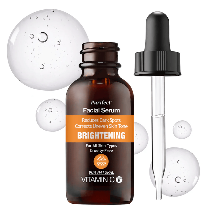 Facial Serum Brightening + Vit E,Vit C Serum facial iluminador unifica tono y suaviza piel