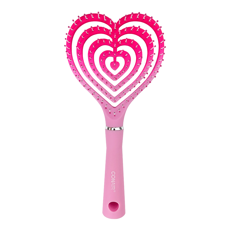 Conair Flexible - Cepillo con base ventilada en forma de corazón color rosa