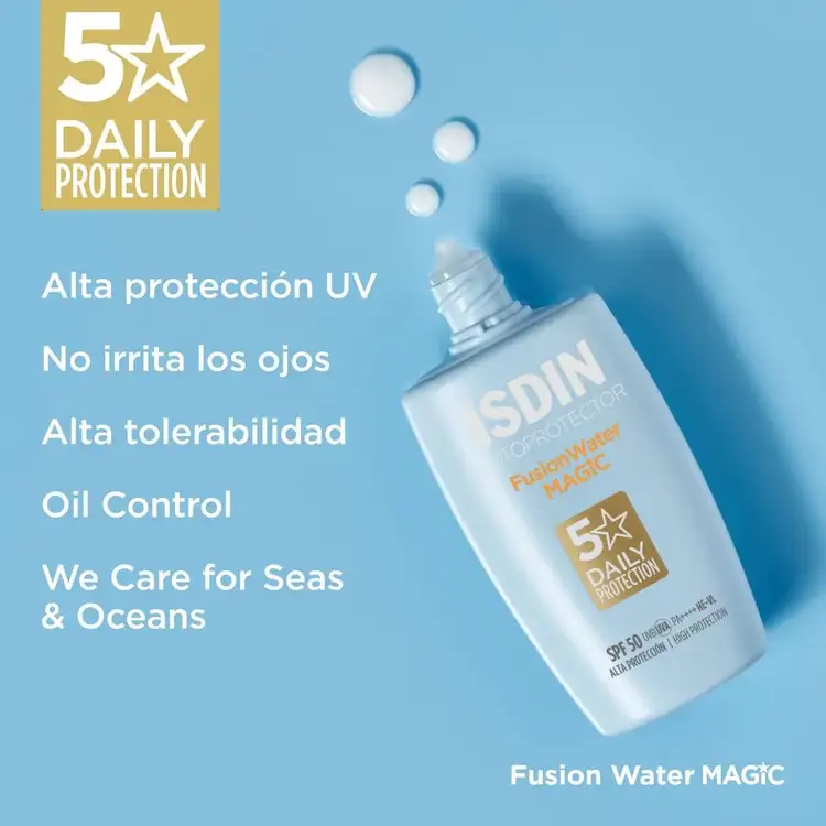 Fusion Water Magic - Protector solar facial, ultraligero de absorción inmediata