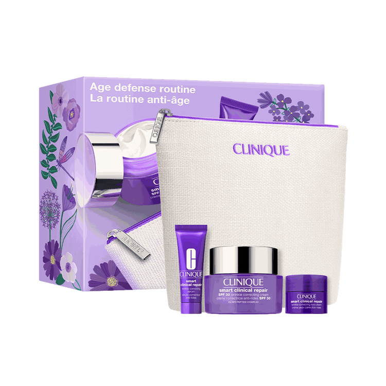 Age Defense Routine - Set de regalo, Wrinkle Serum + Wrinkle Correcting Cream + Wrinkle Correcting Eye Cream + Cosmetiquera