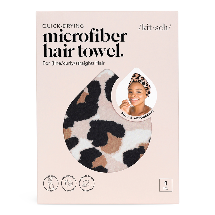 Leopard Quick Dry Microfiber Hair Towel - Toalla de microfibra, secado suave y rápido