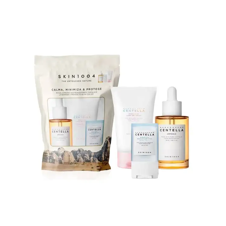 Mother's - Set de regalo, Madagascar Centella Ampoule + Madagascar Centella Hyalu-Cica Protector solar en barra + Poremizing Gel facial