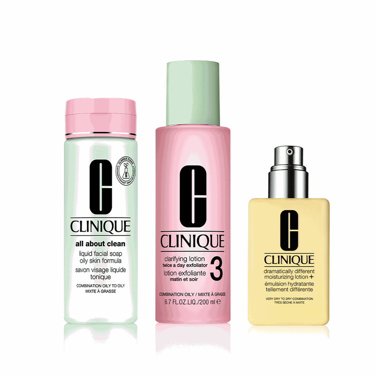 Rutinas Sencillas Piel Mixta a Grasa - Set de regalo, All About Clean limpiador + loción exfoliante + loción hidratante