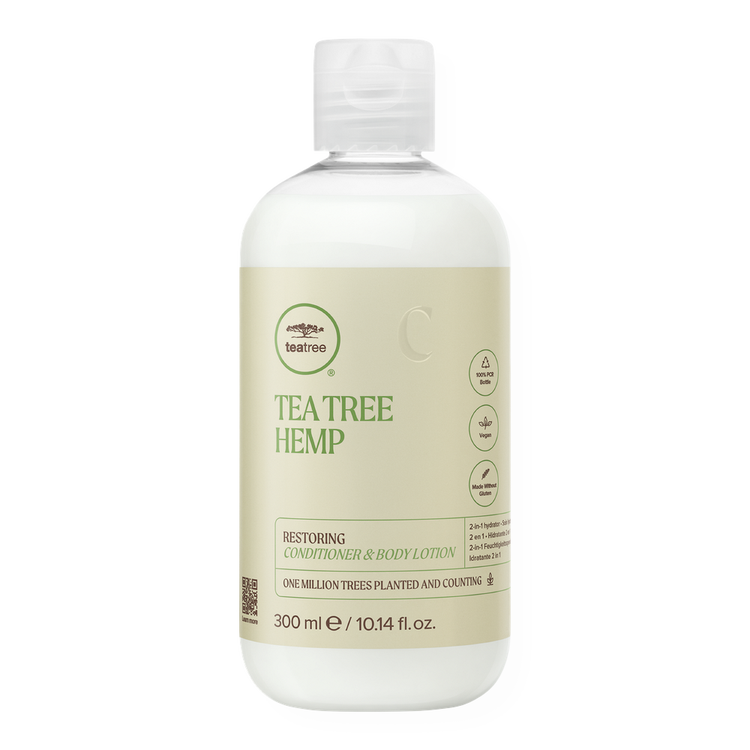 Tea Tree Hemp Restoring Acondicionador y loción corporal restaura y refuerza
