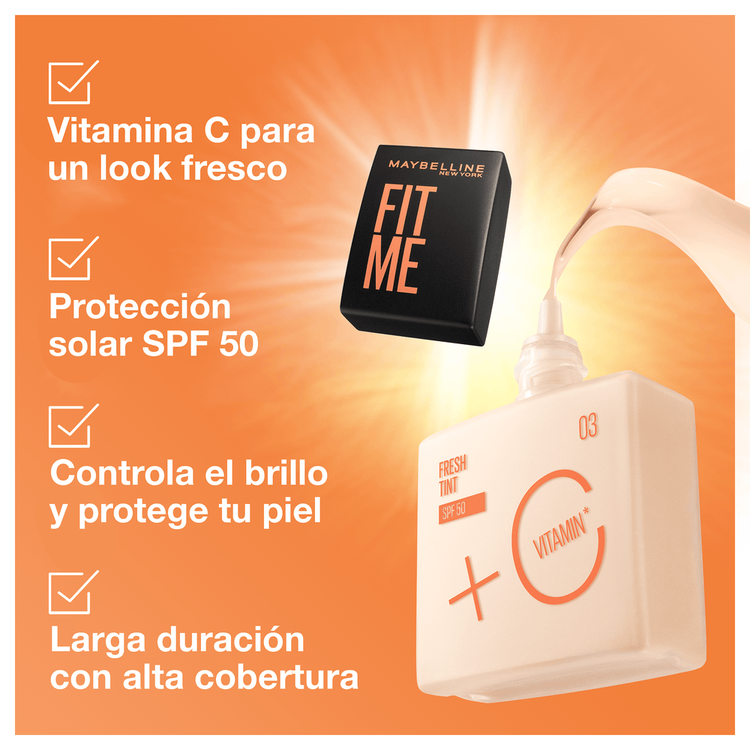 Fit Me Fresh Tint - Base de maquillaje líquida, acabado mate natural