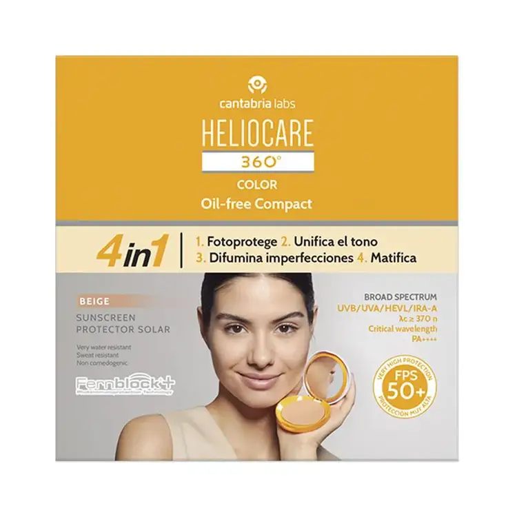 Color Oil-Free Compact SPF 50+ Fotomaquillaje facial unifica el tono de la piel