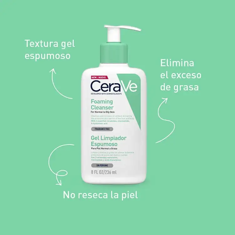 Gel limpiador espumoso, limpieza facial suave