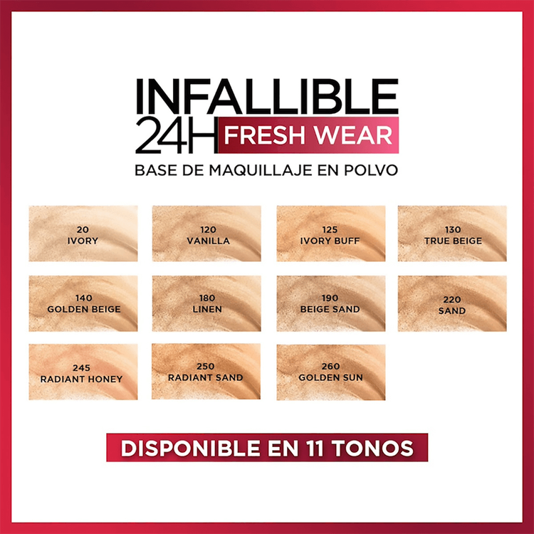 Infallible Freshwear 24H - Polvo de maquillaje, acabado mate y larga duración