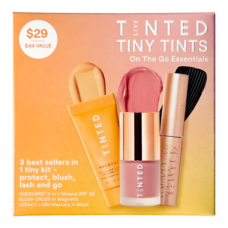 Tinty Tints - Set de minis para regalo, rubor líquido, protector solar y máscara de pestañas