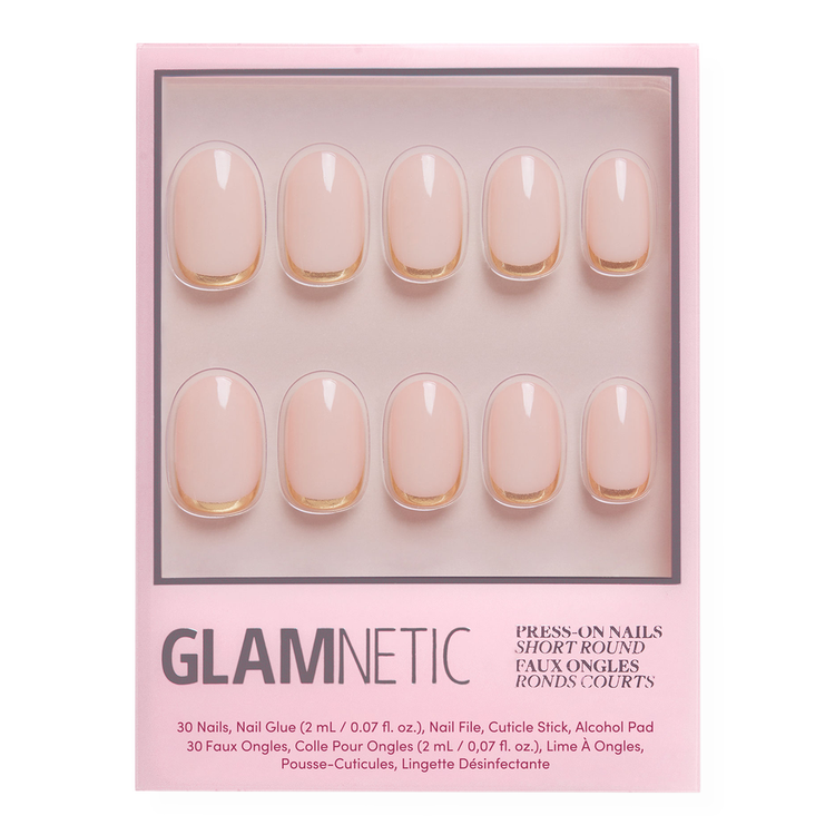 Goal Digger Press-On Nails Uñas postizas láminas doradas minimalistas y elegantes.