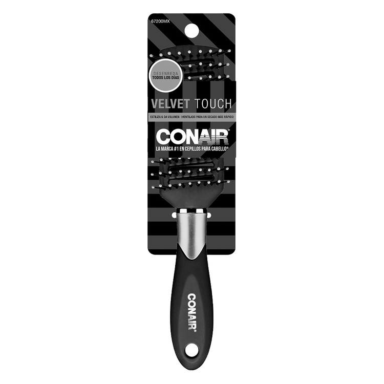 Conair - Cepillo todo uso ventilado velvet touch color negro con plata