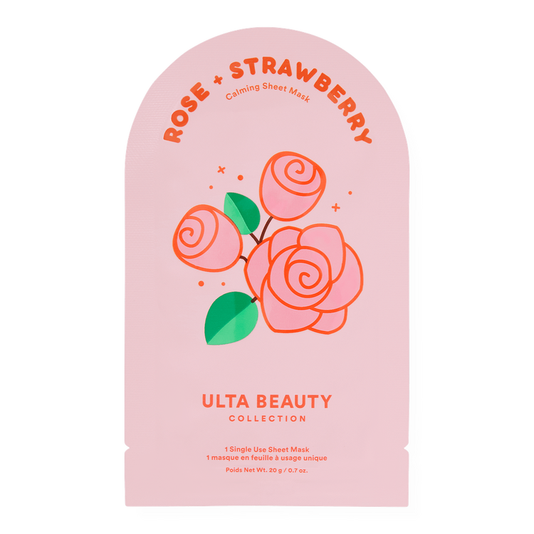 Rose & Strawberries Mascarilla facial de tela calma y refresca la piel