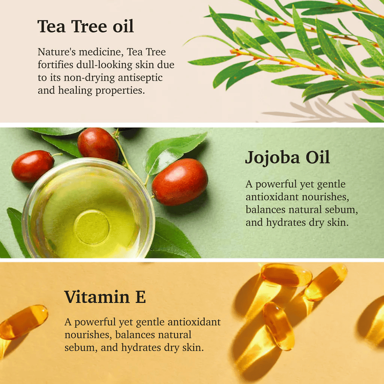 Facial Oil Serum Healing Tea Tree + Vit E Serum controla grasa y reduce imperfecciones