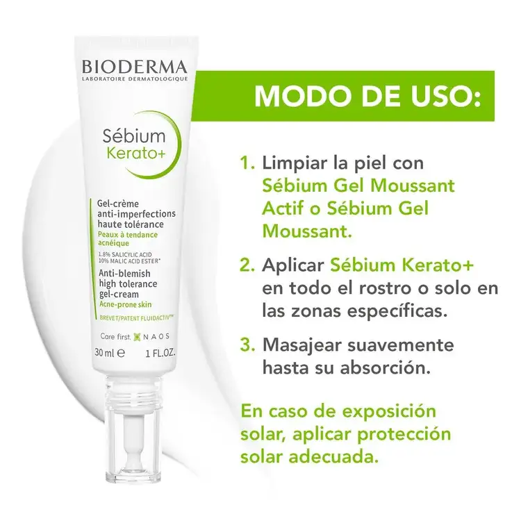 Sebium Kerato+ - Crema facial, anti imperfecciones, elimina brotes, puntos negros y marcas de acné