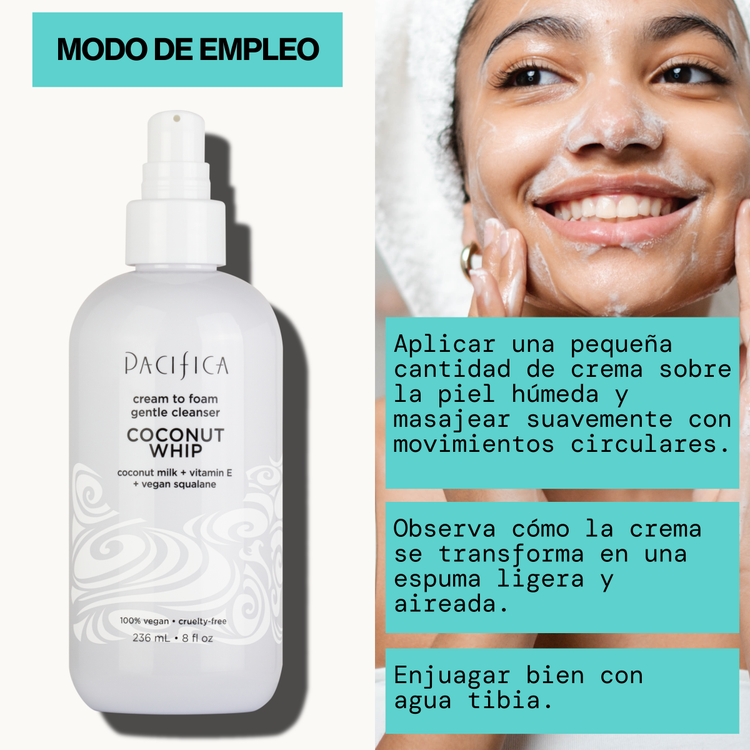 Coconut Whip Cream To Foam Limpiador facial cremoso deja la piel frscxa y suave