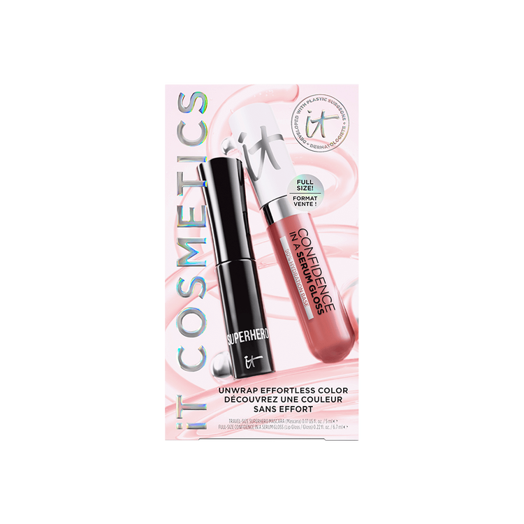 Unwrapped Effortless Color - Set de mascara travel size + Confidence in a Serum Gloss Full Size