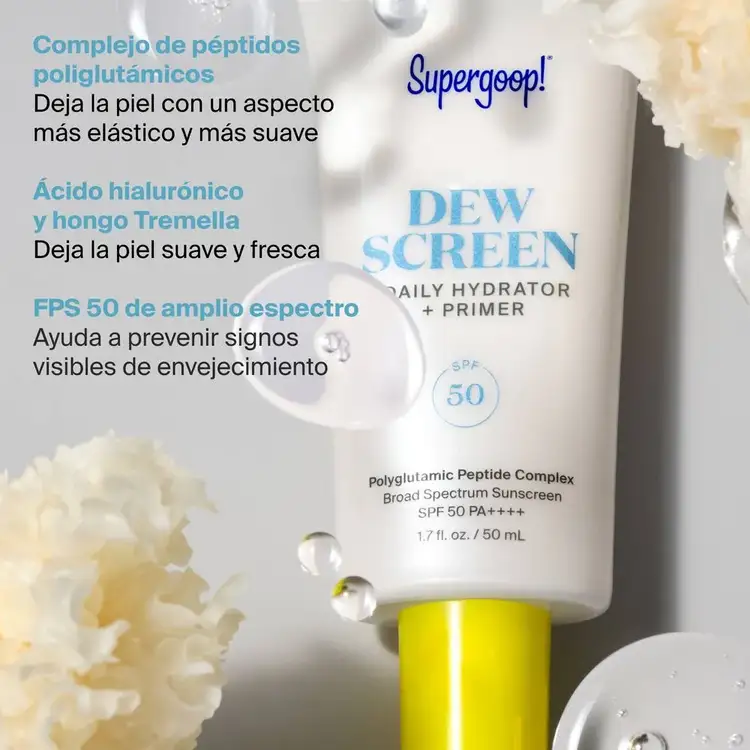 Dewscreen Hydrating - Primer hidratante SPF 50, fija el maquillaje y refuerza la protección