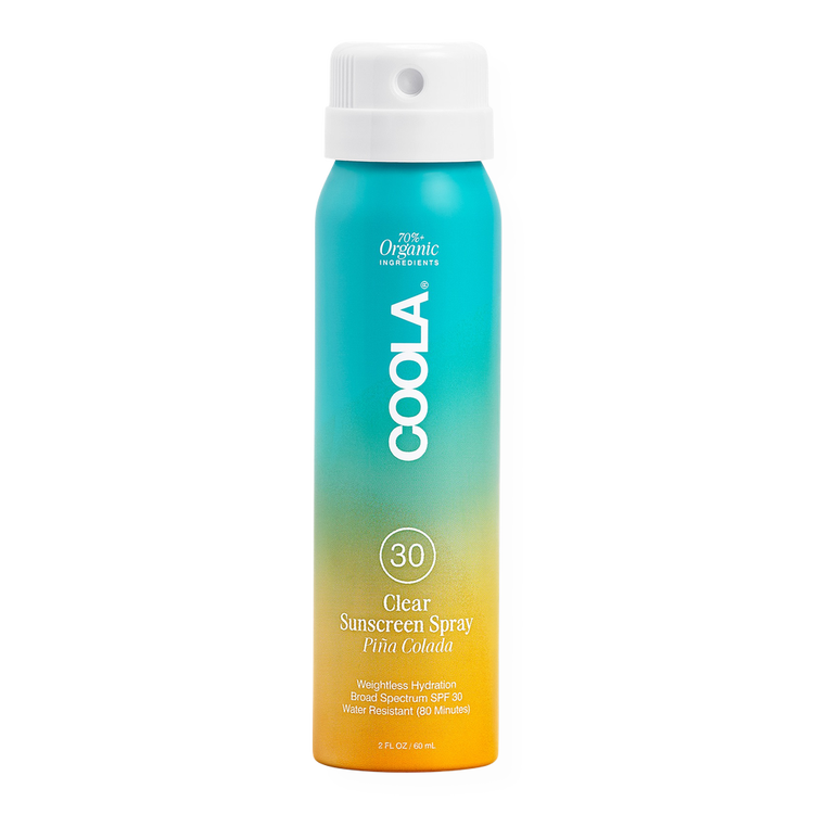 Travel Size Piña Colada Classic Body Organic Sunscreen Spray SPF 30 - Loción de protector solar, resistente al agua