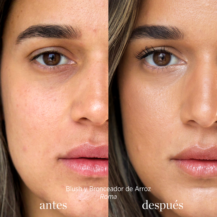 Rice Powder - Blush y bronceador, absorbe la grasa y ofrece acabado mate