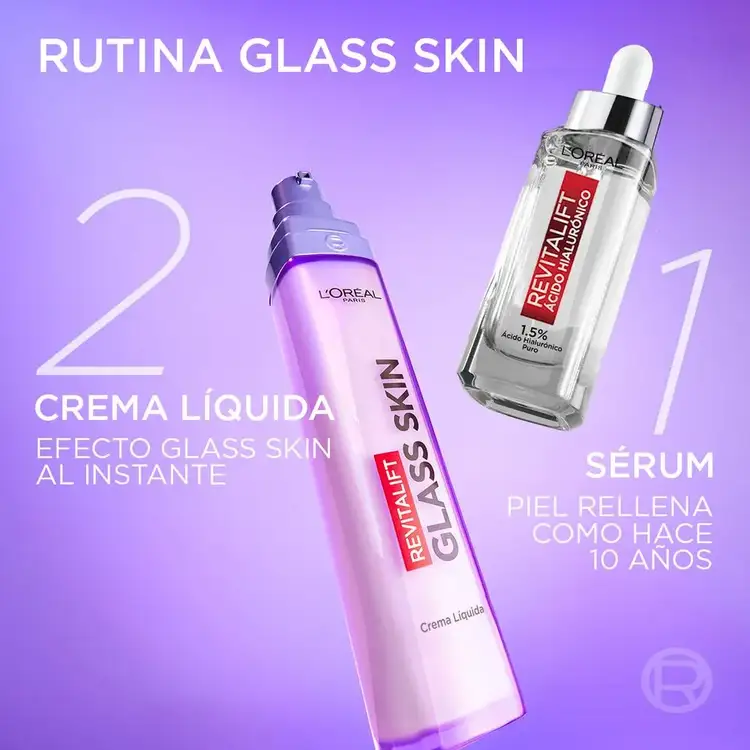 Revitalift Laser - Crema facial glass skin, con acido hialurónico 50g