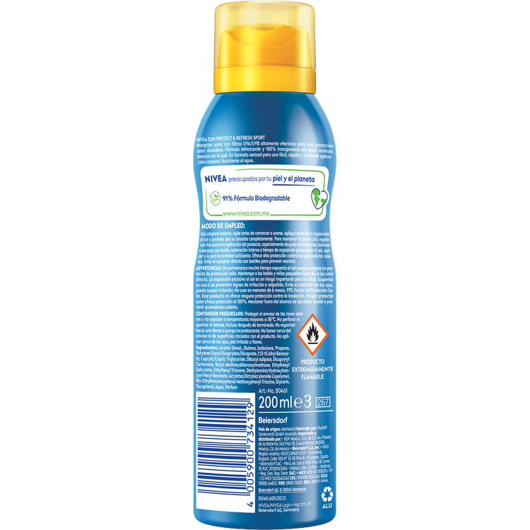 Nivea Sun - Protector solar corporal en spray, resistente al sudor y agua