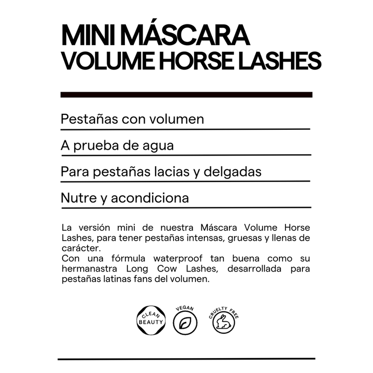 Mini Mascara Waterproof Volume Horse Lashes - Mini máscara para pestañas voluminizante, 6 gr