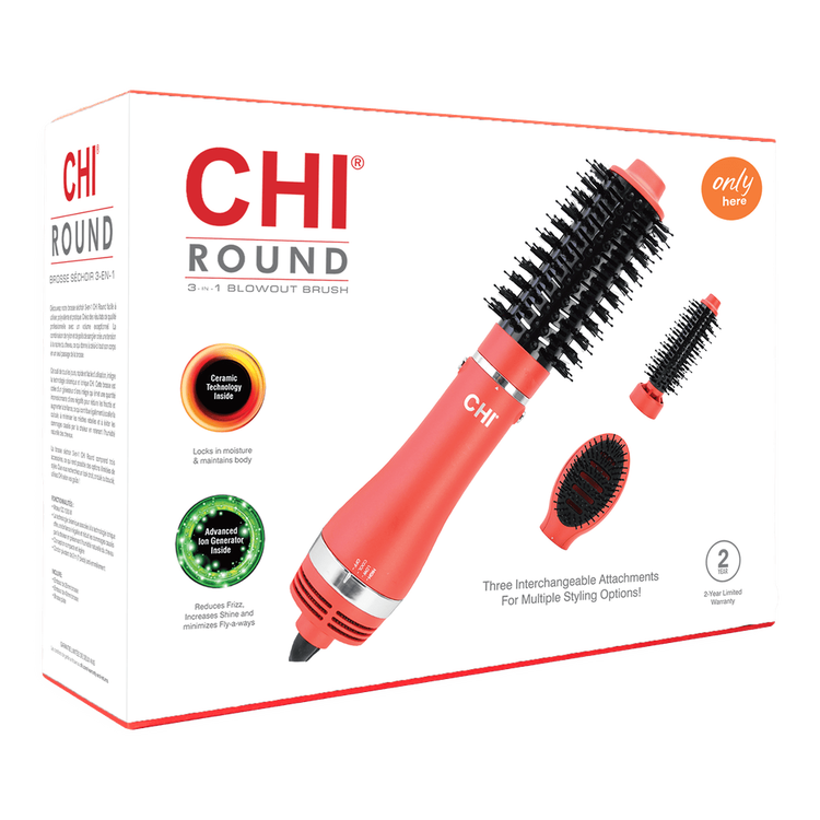 Round 3-In-1 Blowout Brush Dryer Cepillo térmico voluminiza tu cabello