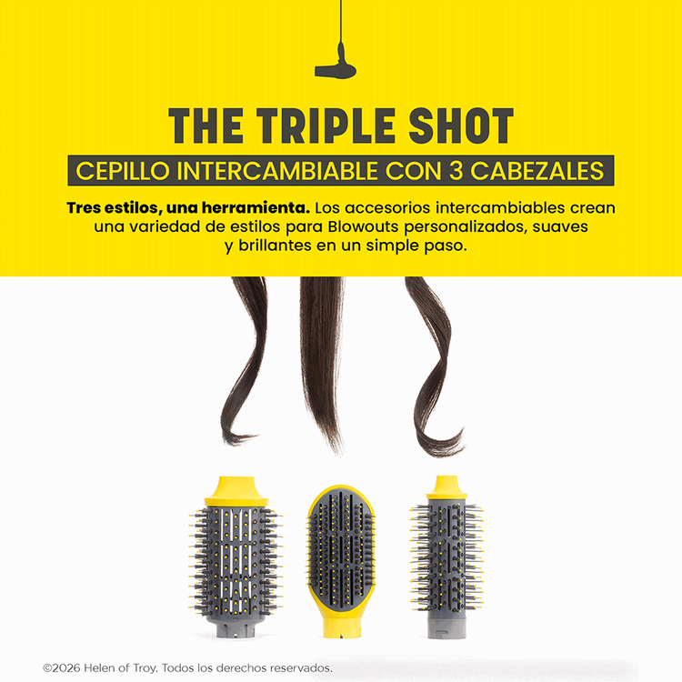 Triple Shot - Cepillo secador y estilizador, logra un blowout perfecto