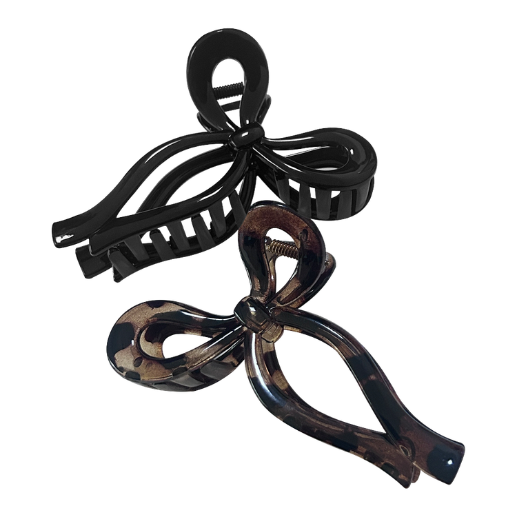 Scunci - Forma moño con acabado brillante en color negro y café