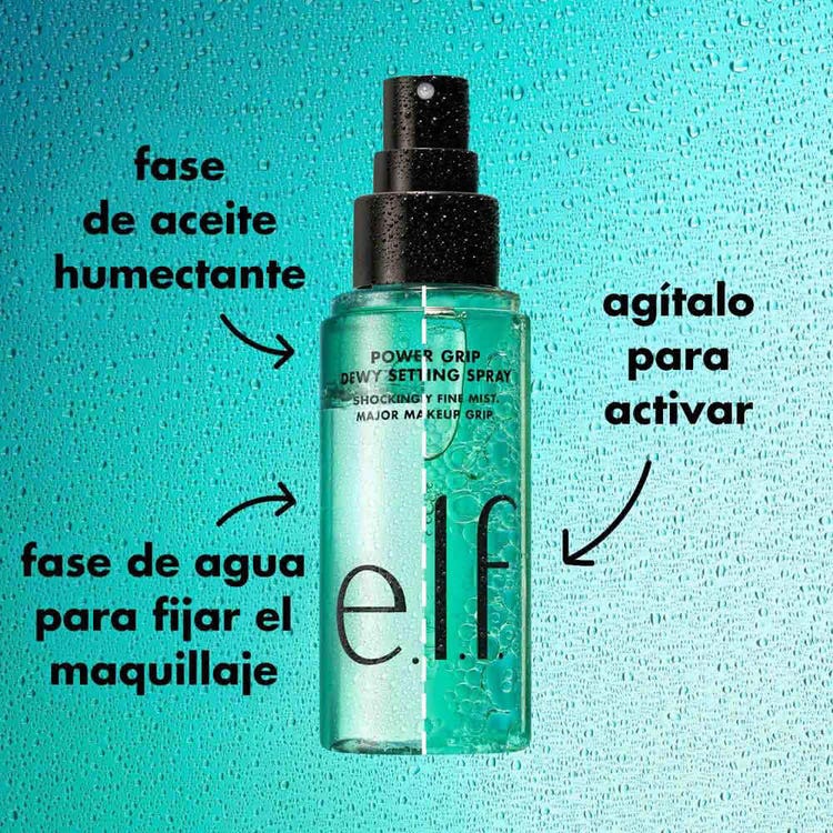e.l.f. Power Grip Dewy Setting Spray Bifásico húmedo spray fijador de maquillaje