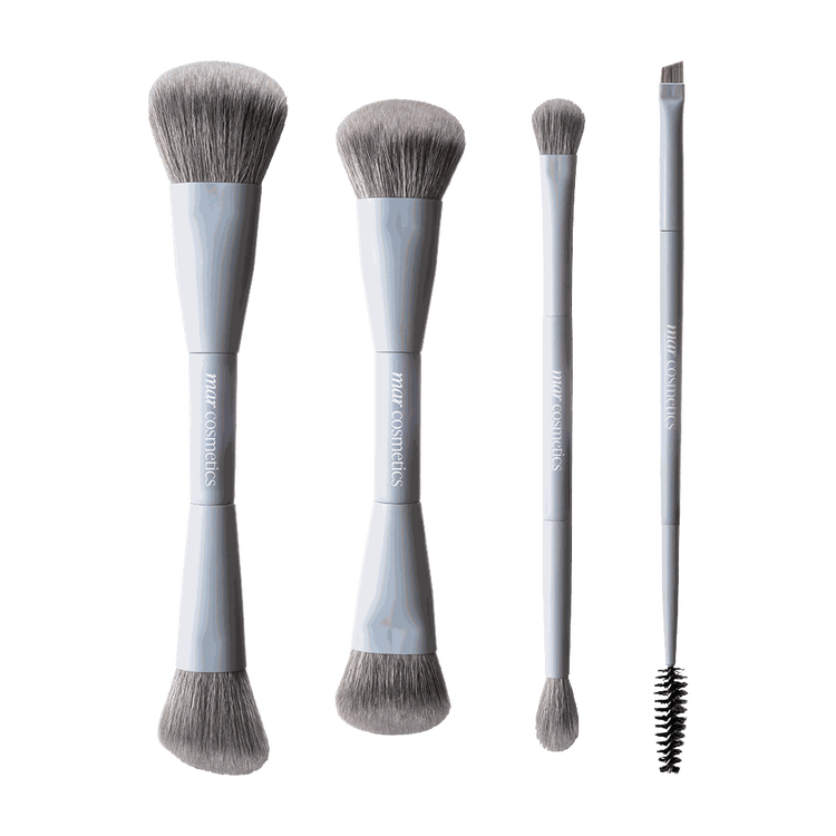 Set de 4 Brochas 2 en 1 - Kit de Brochas esenciales, con cosmetiquera
