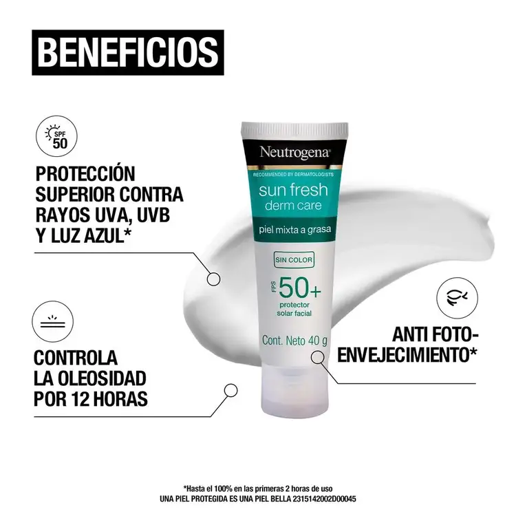 Sun Fresh Derm Care - Protector solar, con tecnología Helioplex XP