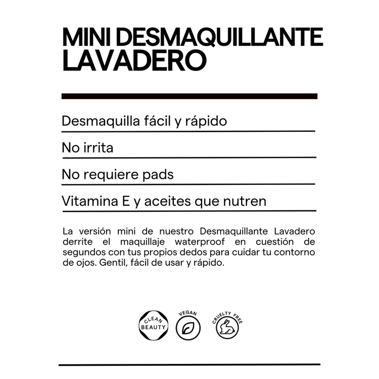 Mini Desmaquillante Lavadero - Mini removedor de maquillaje waterproof fortalecedor, 6 gr