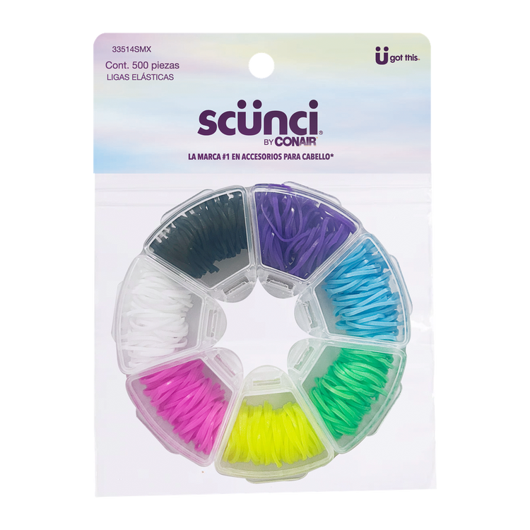 Scunci - Mini ligas elásticas de colores con estuche para almacenamiento