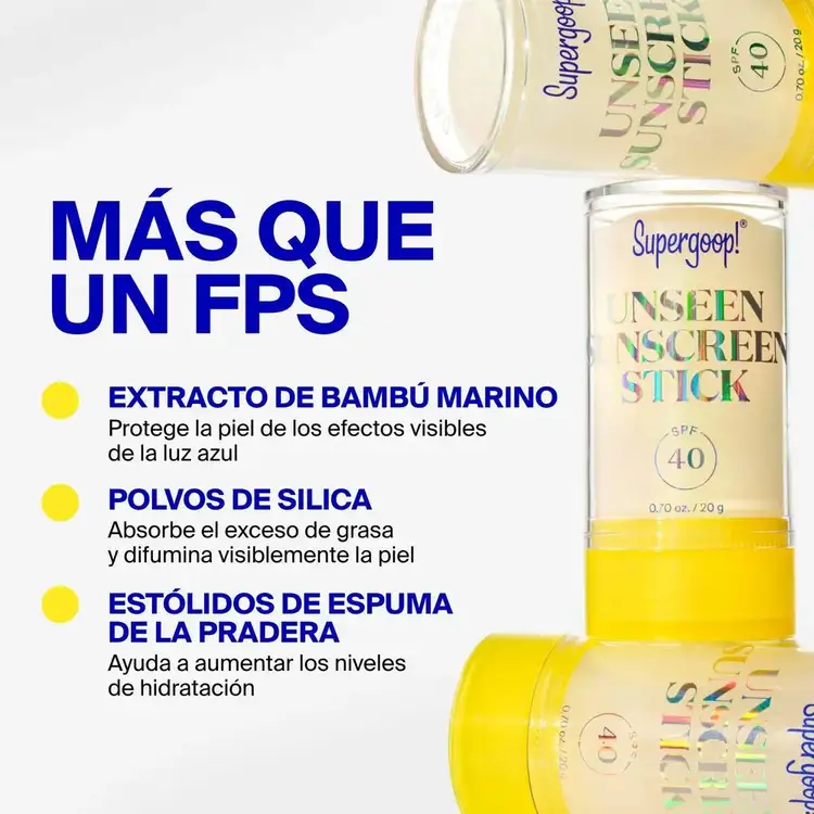 Unseen Sunscreen - Protector solar en barra SPF 40, reduce la apariencia de brillo