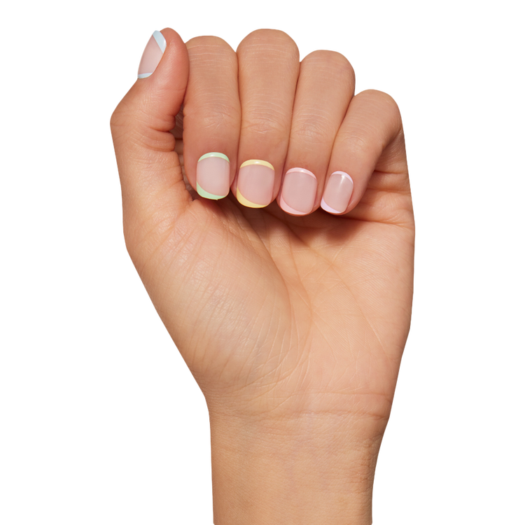 Tutti Frutti Press-On Nails Uñas postizas diseños pastel multicolor divertidos.