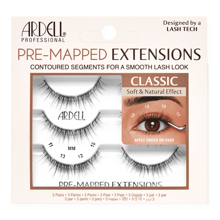 Pre-Mapped 3 Pack Classic Kit de extensiones de pestañas estilo clásico prediseñado.