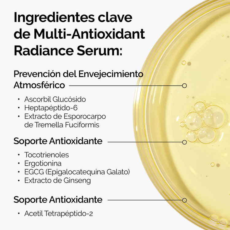 Multi-Antioxidant Radiance Serum Suero iluminador previene signos prematuros del envejecimiento