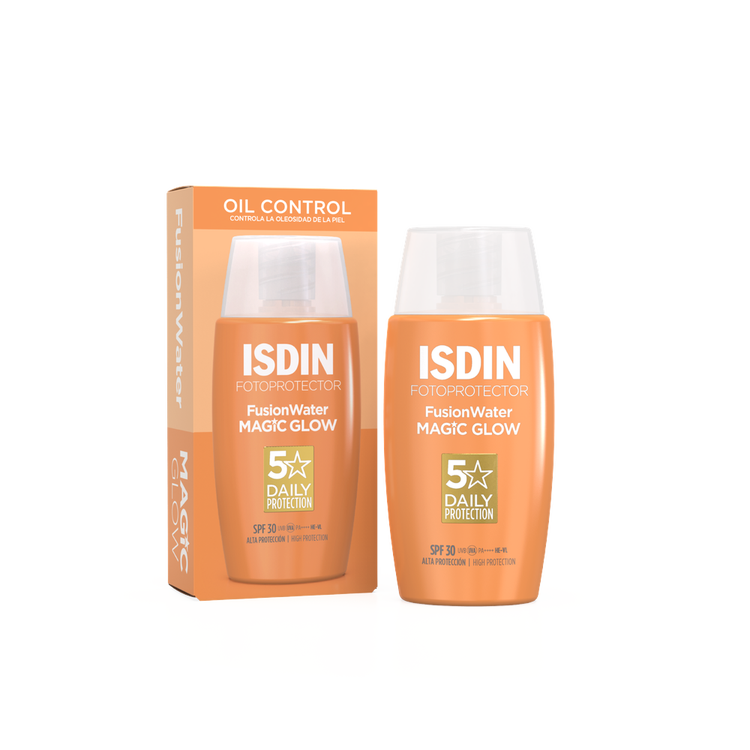 Fusion Water Magic Glow Protector solar facial control de brillo