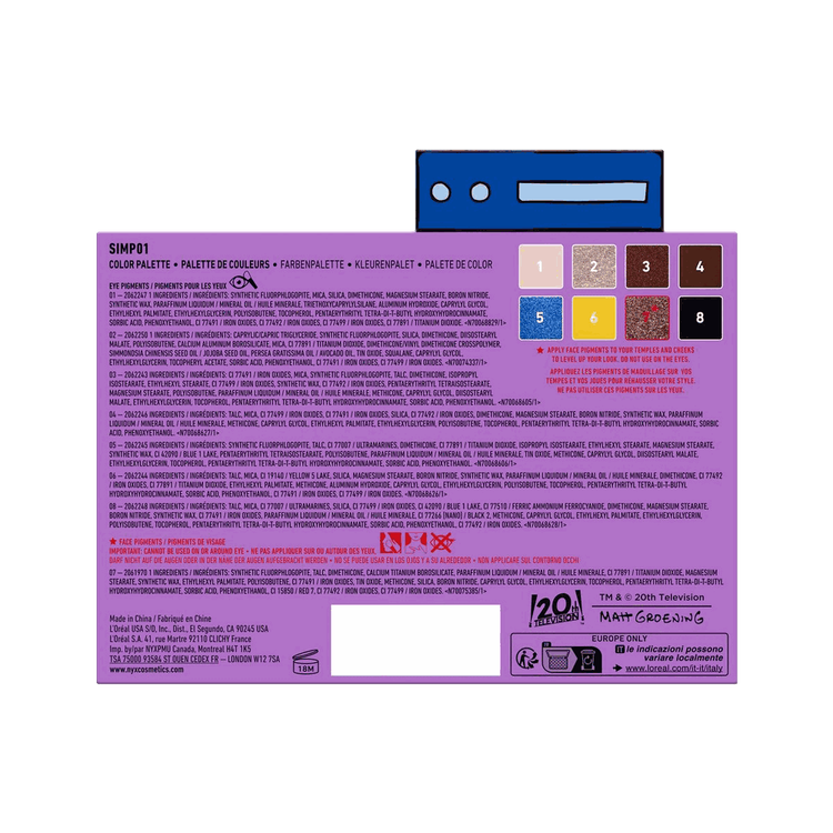 Simpsons - Eyeshadow Palette, Sombras coloridas de alta pigmentación