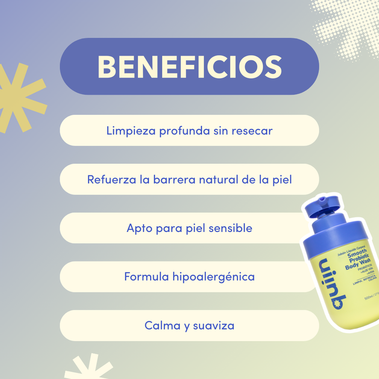 Smooth Probiotic Body Wash 500 ML - Jabón de ducha corporal, con aloe y avena